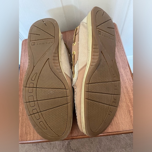 Sperry topsider bluefish leather boat shoes with gold sparkle glitter - Picture 4 of 5